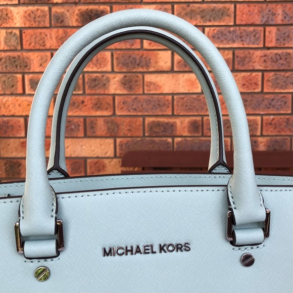 Michael Kors Pastel Blue Large Selma Saffiano Satchel Handbag BRAND NEW - Picture 7 of 12